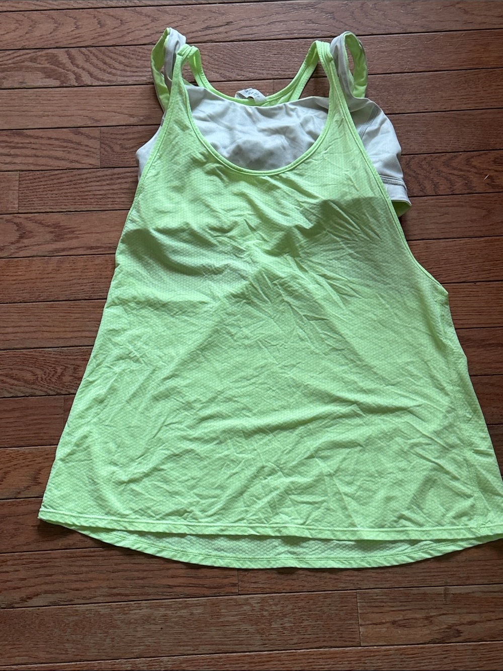 lululemon athletica Neon Lime Green Layered Tank Top